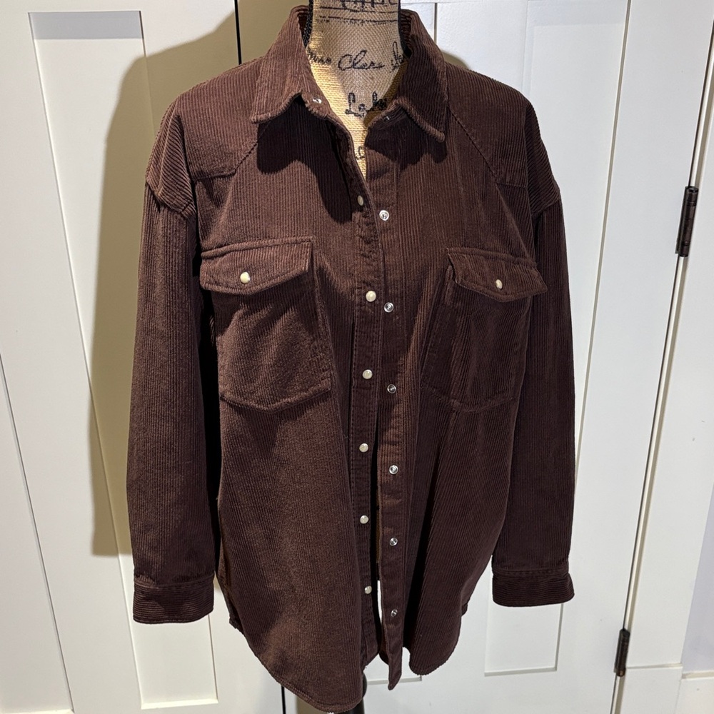 Aritzia Dark Brown Corduroy Utility Jacket